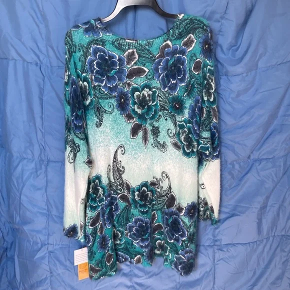 Relisted Ruby Rd sweater floral print ombré fuzzy pullover boho casual office 2X - Picture 17 of 17